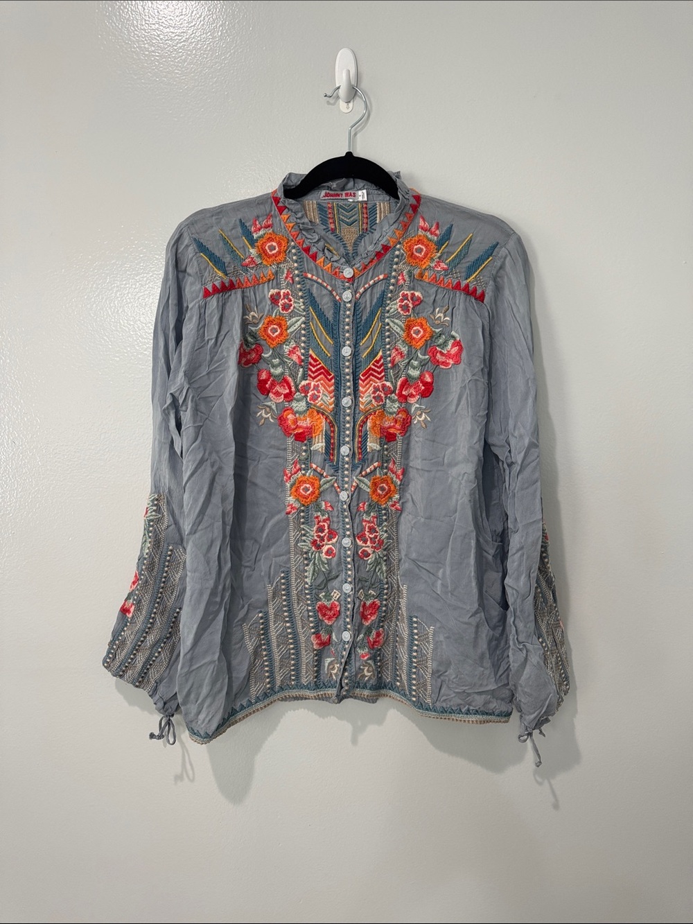 Johnny Was Jude Top Bohemian Embroidered Size Small